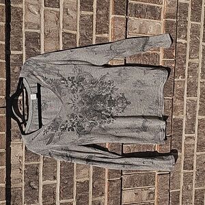 Miss Me Long Sleeve Top with Rhinestone Accents Size XL